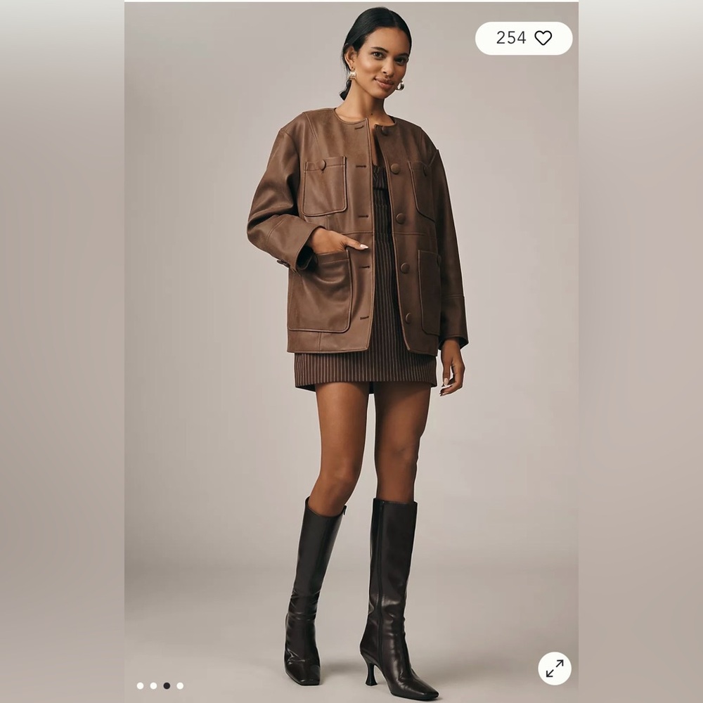 $228 NWT Anthropologie Avec Les Filles Oversized Faux-Suede Jacket Sz L